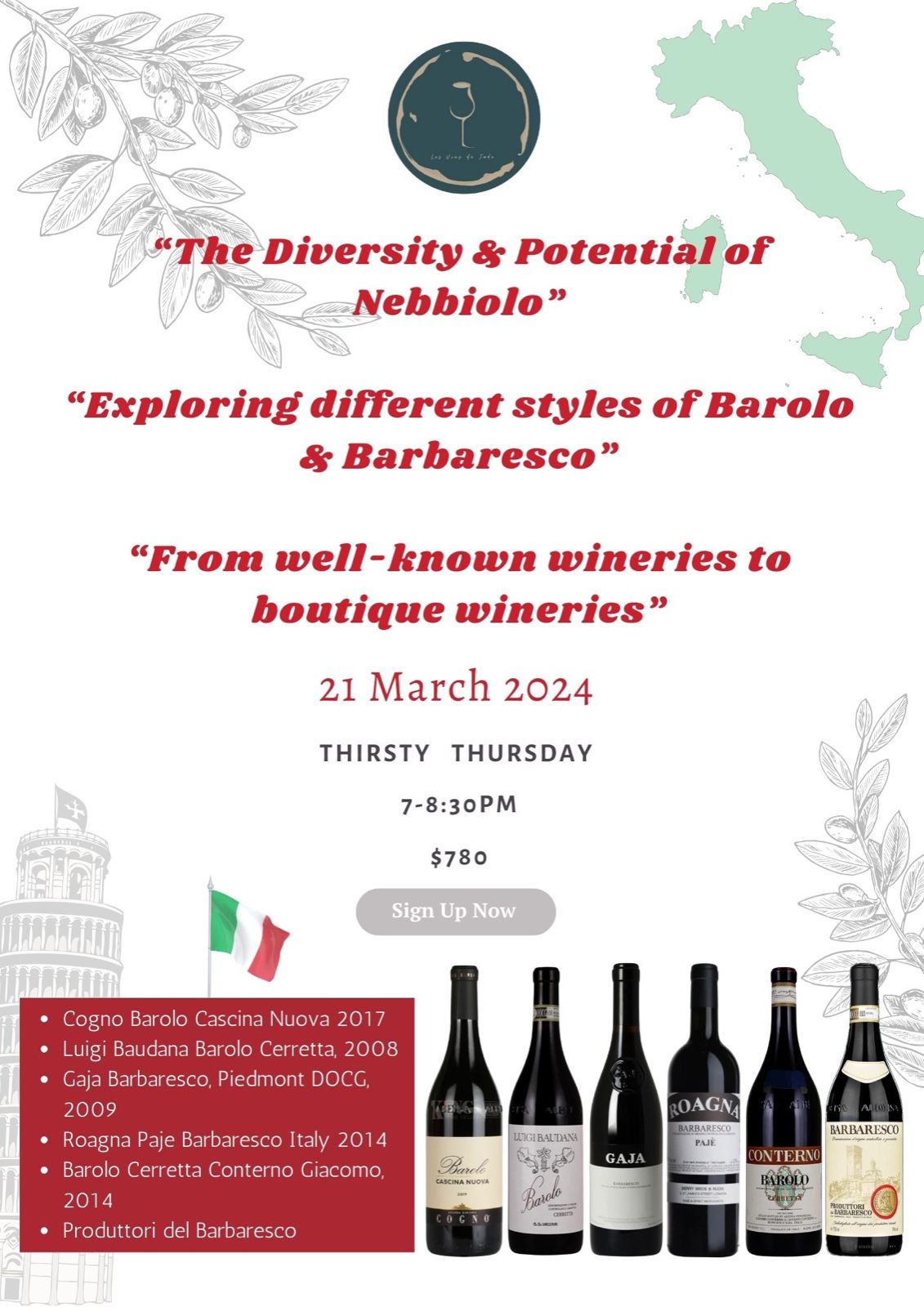 “The Diversity & Potential of Nebbiolo” Wine Tasting Event March 2024