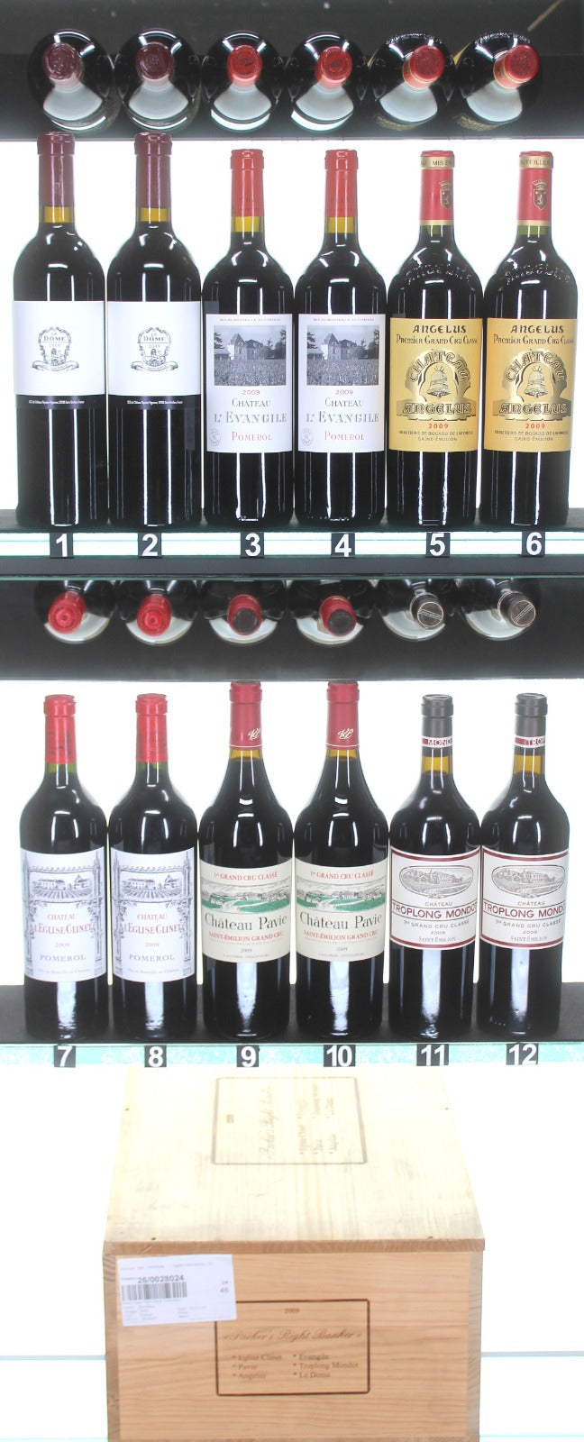 2009 Mixed Case Right Bank 6 bottles (Eglise Clinet, Pavie, Angelus, Evangile, Troplong Mondot, Dome)