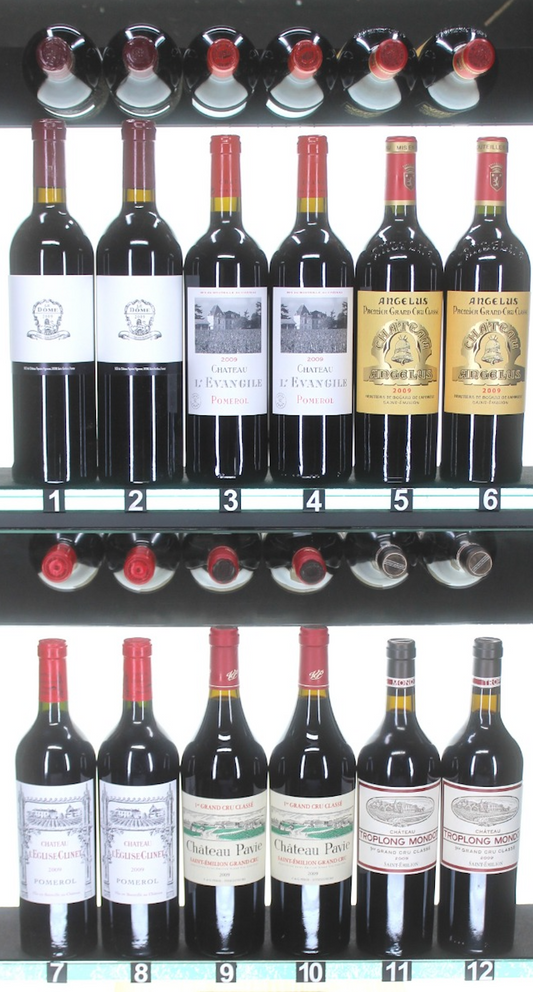 2009 Mixed Case Right Bank 6 bottles （Eglise Clinet, Pavie, Angelus, Evangile, Troplong Mondot, Dome）